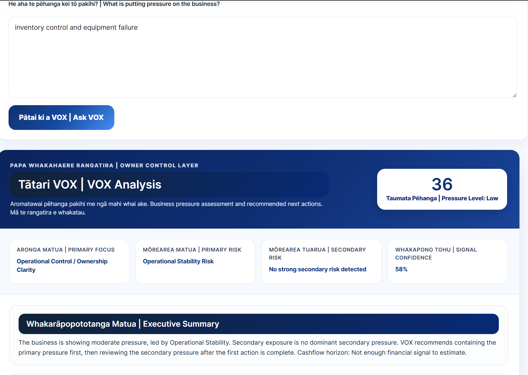 VOX Pressure Radar Māori environment